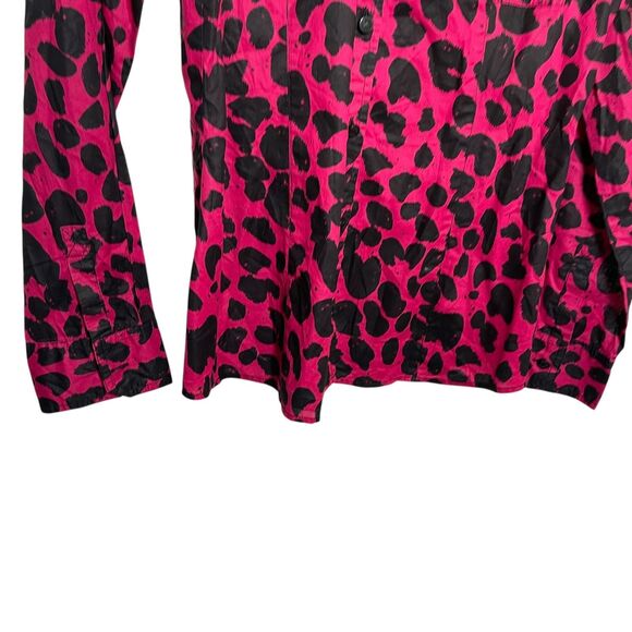 Michael Kors Blouse Women's 10 Pink Printed Button Up Preppy Long Sleeve Top - Picture 3 of 9